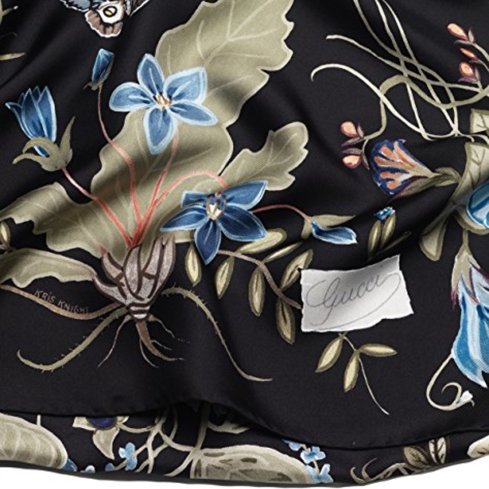 New Authentic Gucci Scarf Flora Knight Print Black Multicolor Silk Scarf… - Picture 16 of 16